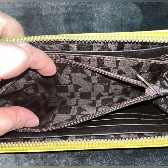 Furla Long Wallet Leather Ostrich Embossed Yellow NWOT - Picture 7 of 7